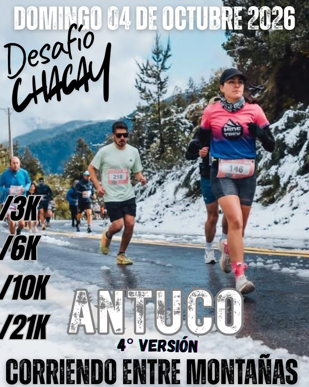 Afiche Corriendo Entre Montañas – Antuco 2026